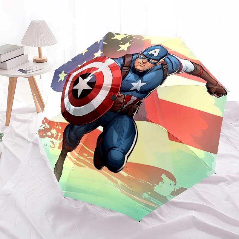 1pc Captain America, Shield Automatic Folding Umbrella - Sturdy 8-Rib Polyester Canopy,Sun-Defying Travel Companion yy251023142