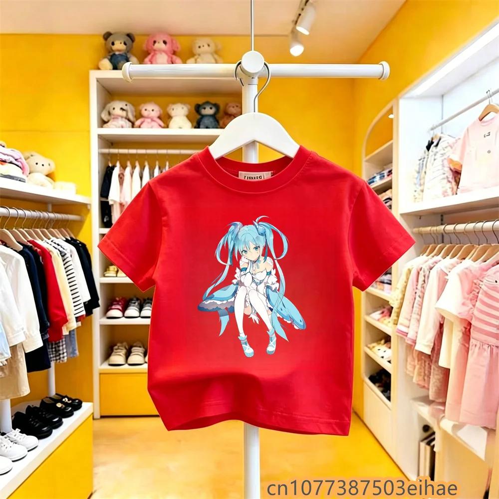 Hatsune Miku Cobranded Solid Base Pure Cotton Short Sleeve Vivid Anime Printed Casual Unisex New Arrival Summer Clothing