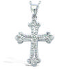 [R1678] - Silver White 'Cross' Pendant (rhodium) - 22x17mm