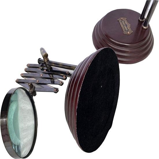 Desktop Vintage Style Desk Top Channer Magnifier Nautical Brass Magnifying Glass High Class Lens Adjustable Magnifying Stand Lamp On MDF Stand