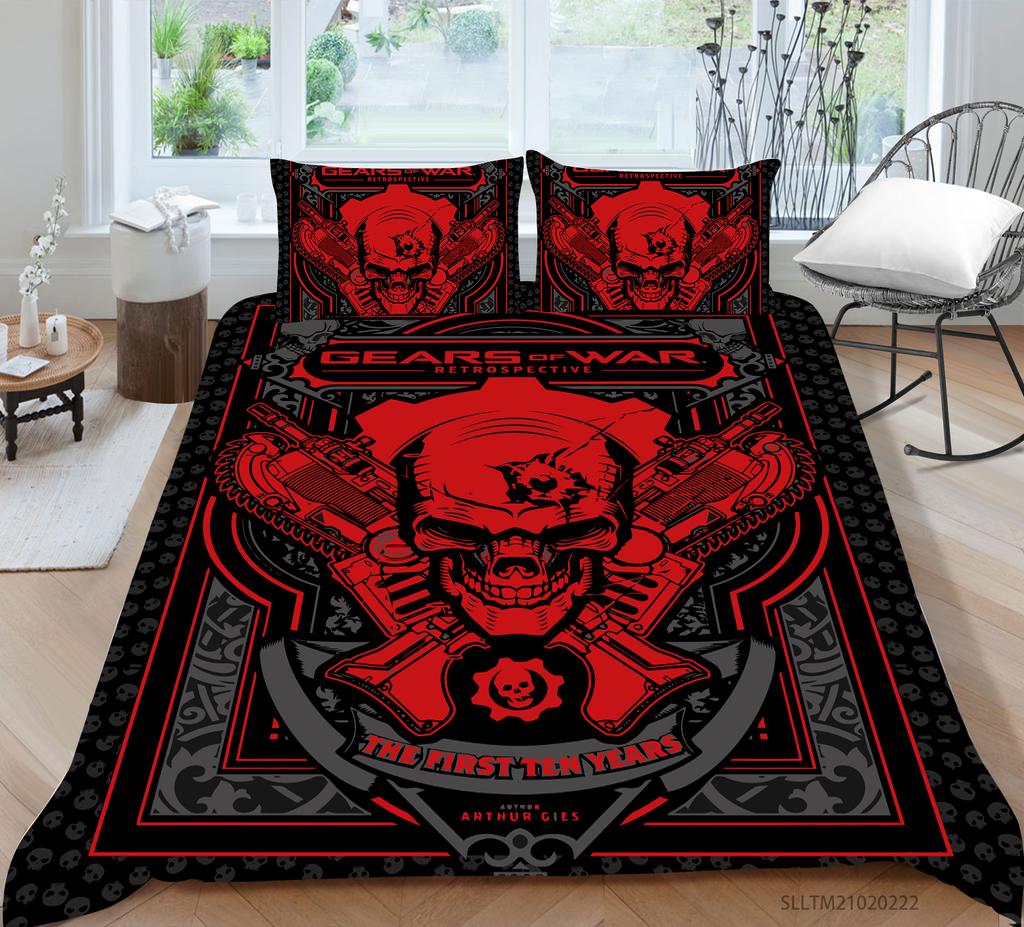 3D Black Skull Head Pattern Bedding Single Double Bed Full Size Special Skull Head Print Pillowcase and Quilt Cover 2 or 3 Comfortable Home Decoration