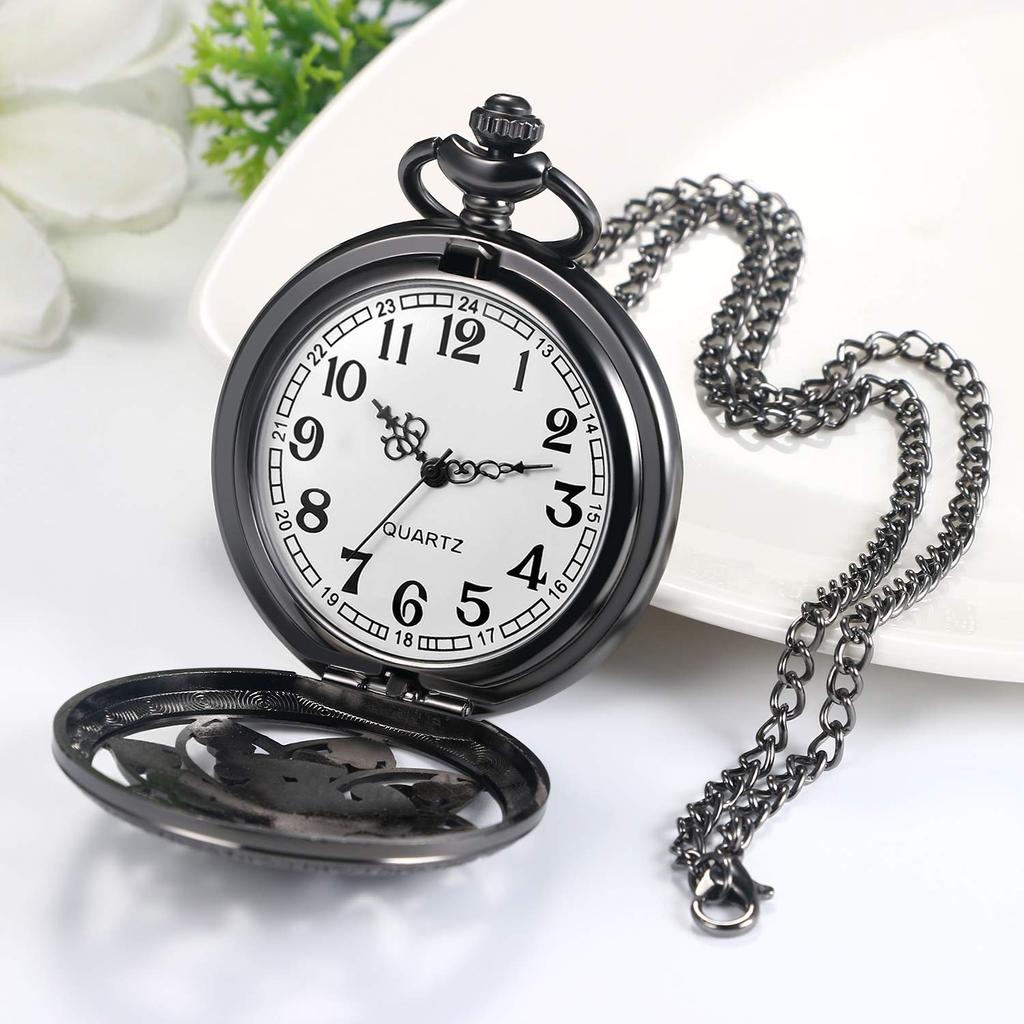 JEWELRYWE карманные часы Sasanqua цифры аналоговые водонепроницаемые скелетон корпус антикварные карманные часы кулон ожерелье часы черный повседневное использование косплей