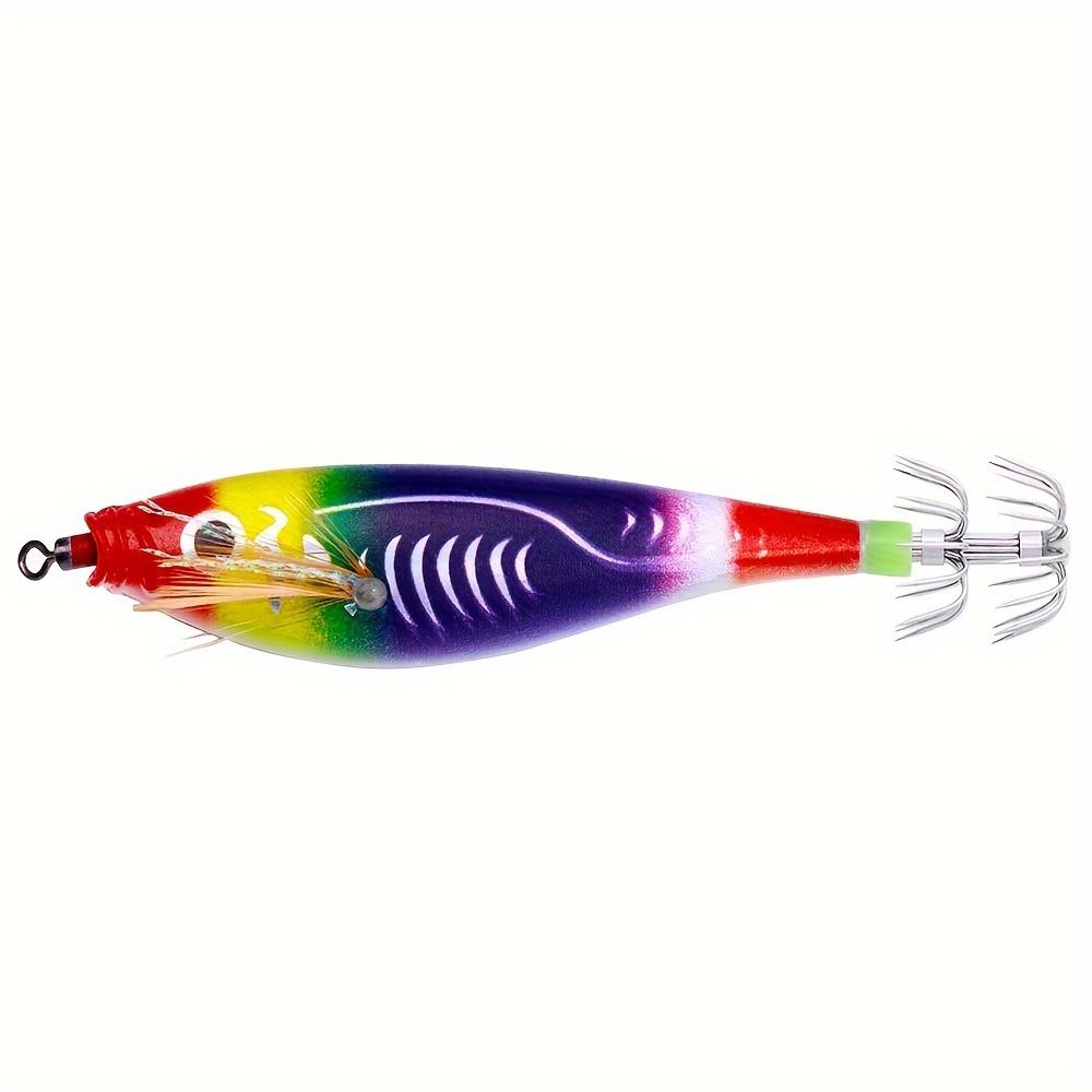 1Pcs Luminous Squid Jig 3.74in (9.5cm) 10g, Multi-Color PVC Fishing Lure Sharp Hooks Lines Sea Fishing Bait Squid Fishing Lures