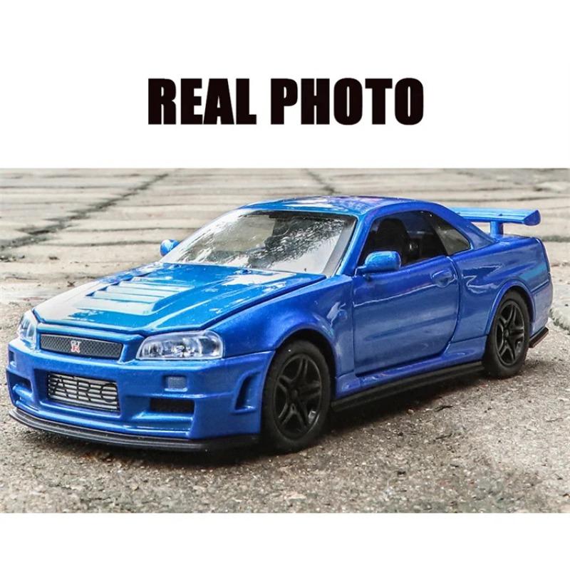 Масштаб 1/32 Nissan GTR R34 SKYLINE Fast Alloy Simulation Car Model Diecasts & Toy Vehicles and Furious Cars Decoration Toys for Children Boy