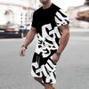 Новый мужской летний тренд футболка с принтом крупным шрифтом удобная и дышащая с круглым вырезом комплект шорт уличная повседневная одежда