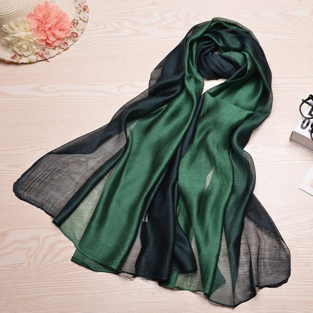 Silk Scarf Stole Shawl Stylish Cold Protection Sun Protection Dark (MAYUDAMA SILK) Spring/Summer Women's (4. Green)