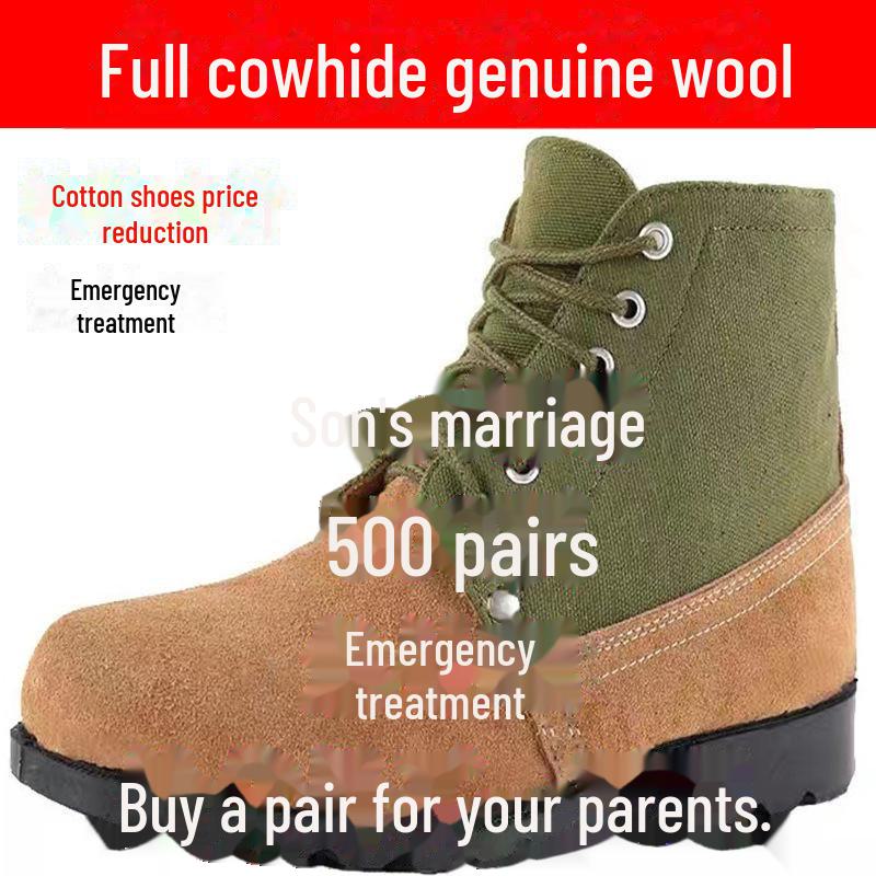 Men's Extra Thick High-Top Wool Snow Boots - Cold-Proof, Protective, Old-Fashioned Design