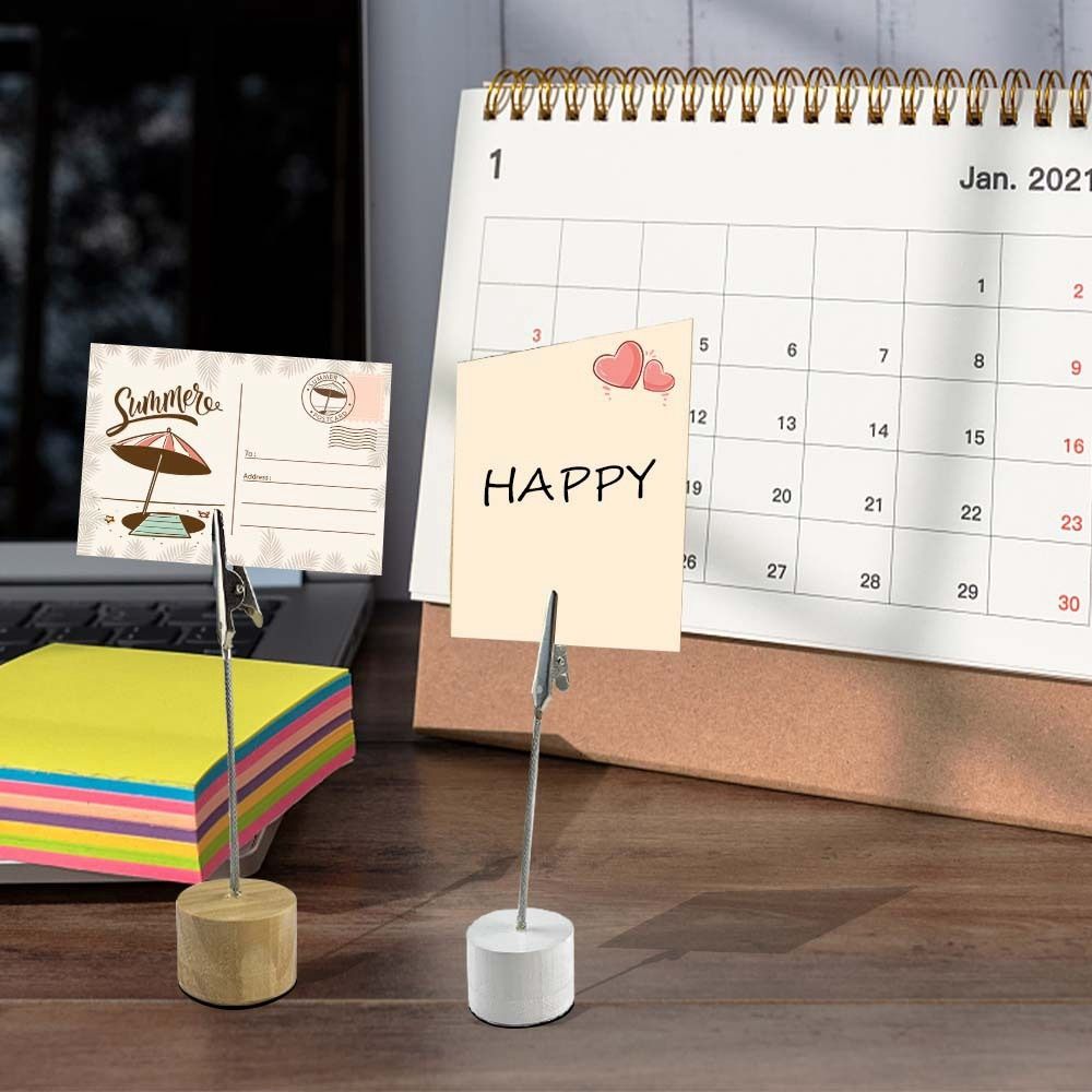 Wooden Base Message Memo DIY Handmade Memo Clip Card Holder Photo Paper Clamp Bedside Ornaments