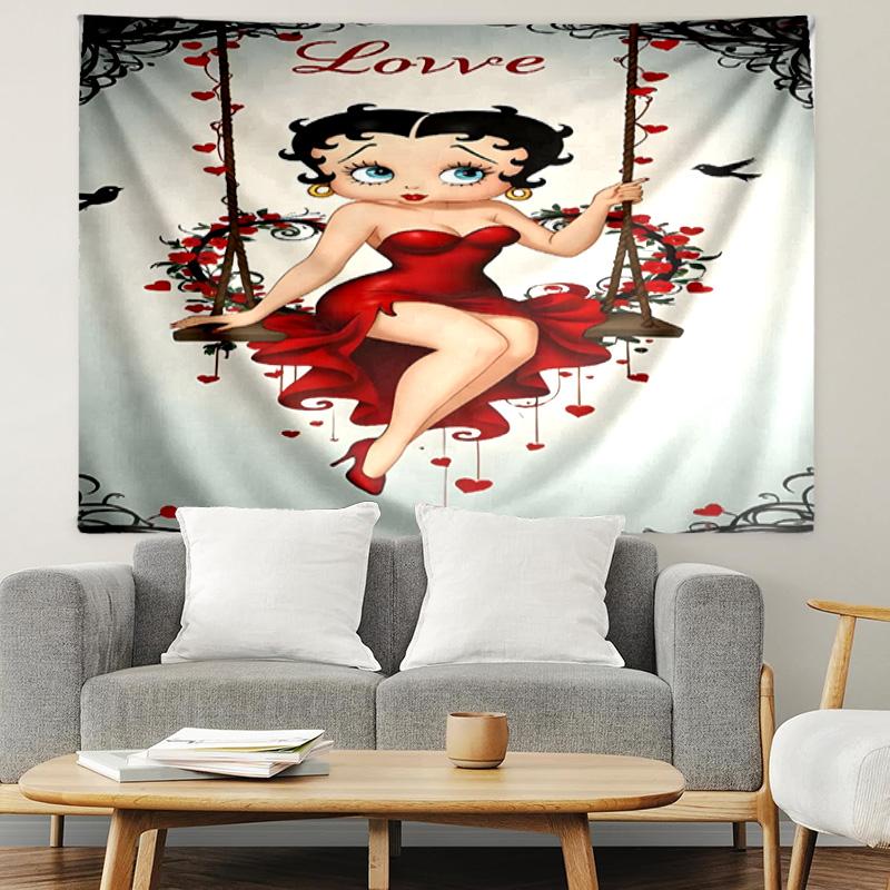 Betty Boop Print Tapestry, Lightweight Wall Hanging, for Bedroom, Dorm, Living Room, Home Art Decor - Birthday Christmas Gift for Friends