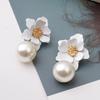 1 пара больших цветочных подвесок из искусственного жемчуга, женские серьги, сладкий пирсинг