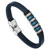 Браслет - Лотос - LS1827-2-2 - Cuir Bleu - Acier Bicolore - 1,2 см de Largeur