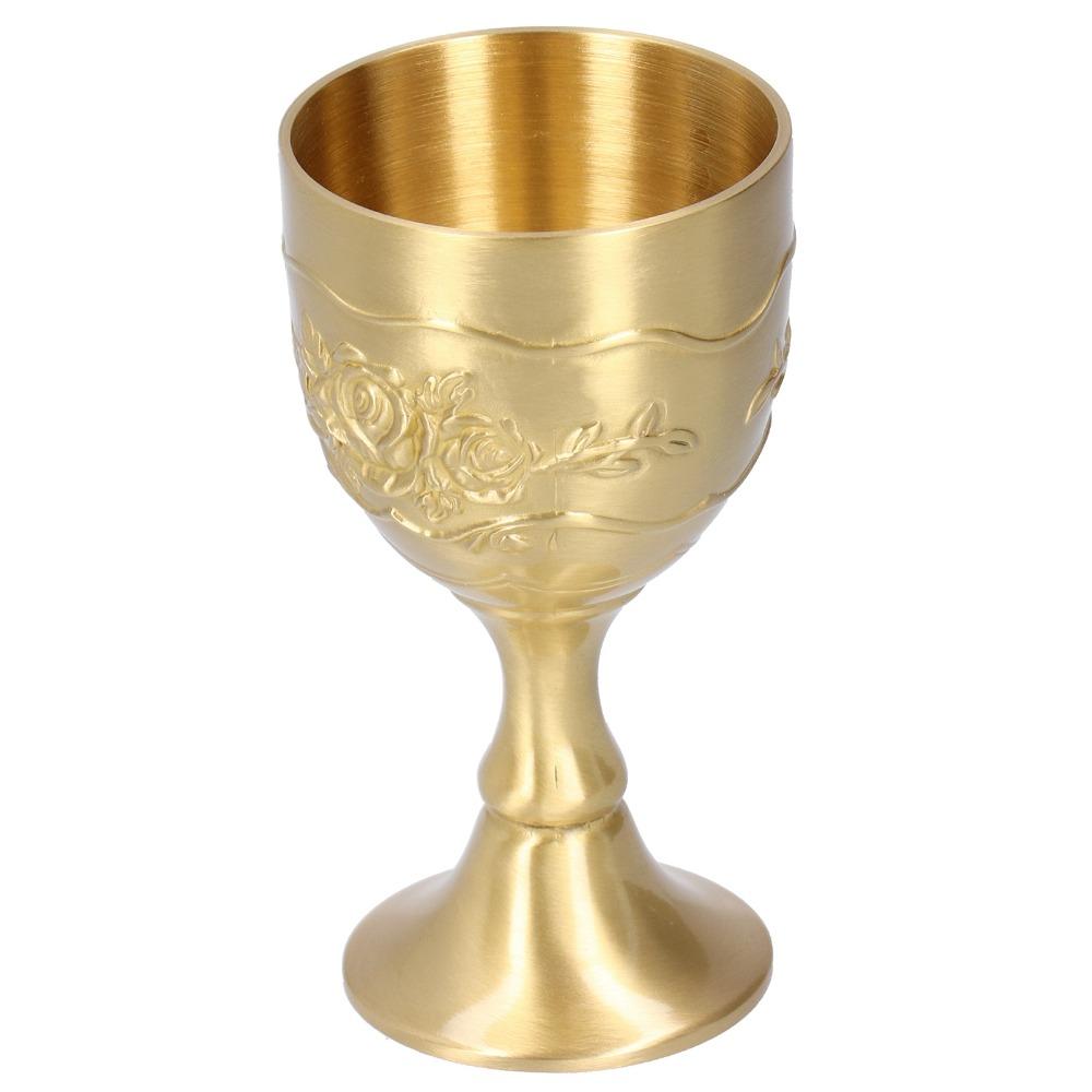 Engraved Flower Vintage Chalice Embossed Rose Wine Goblet Brass Goblet Party Supplies