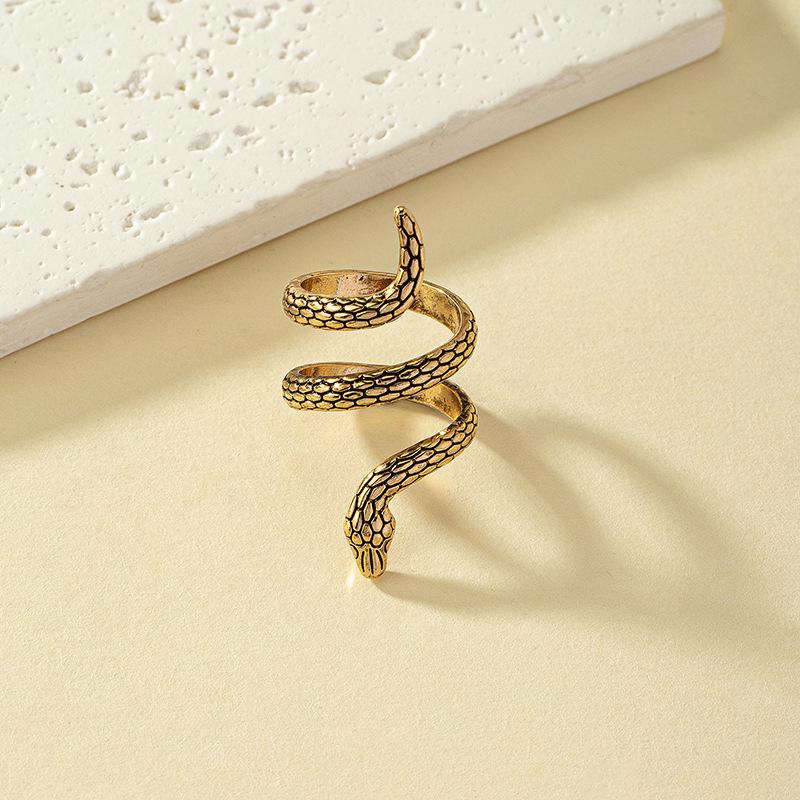 Exaggerated Retro Zodiac Snake Ring: Unisex Hip-Hop Street Style