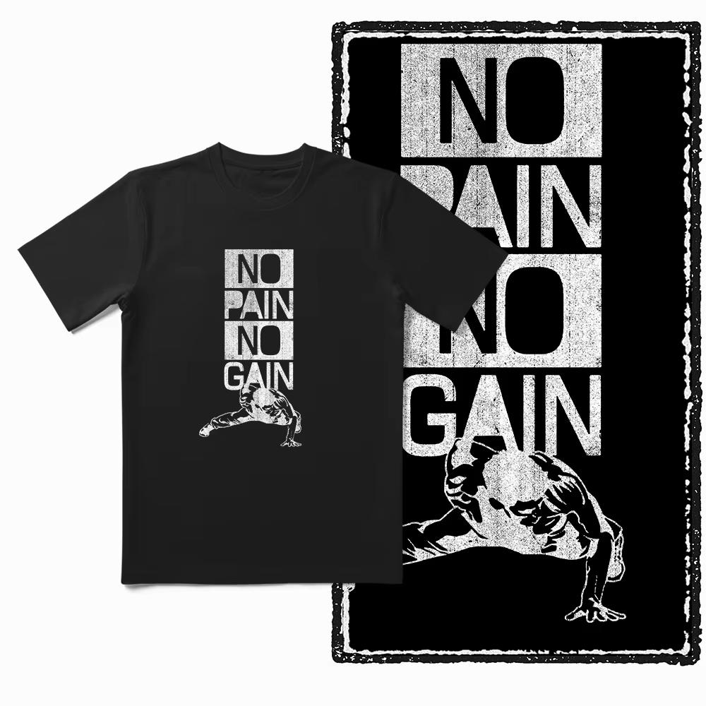 2025 Лето Узор со штангой Тренировочная футболка с коротким рукавом Хлопковая Свободная и Дышащая Мужская Футболка Топ для Фитнес-Энтузиастов