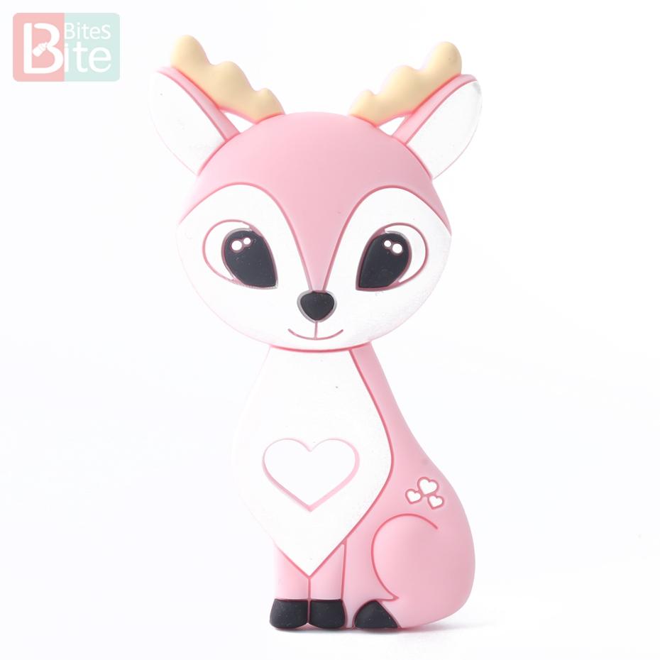 Bite Bites 1Pc Silicone Teether Christmas Gifts Tree Snowflake Pacifier Chain Making Food Grade Silicone Sika Deer Baby Teether