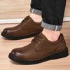 Leather Big Head Stitched Leather Shoes Wide Head Round Head Retro Polished Tooling Shoes Martin Breathable Casual Men's Shoes