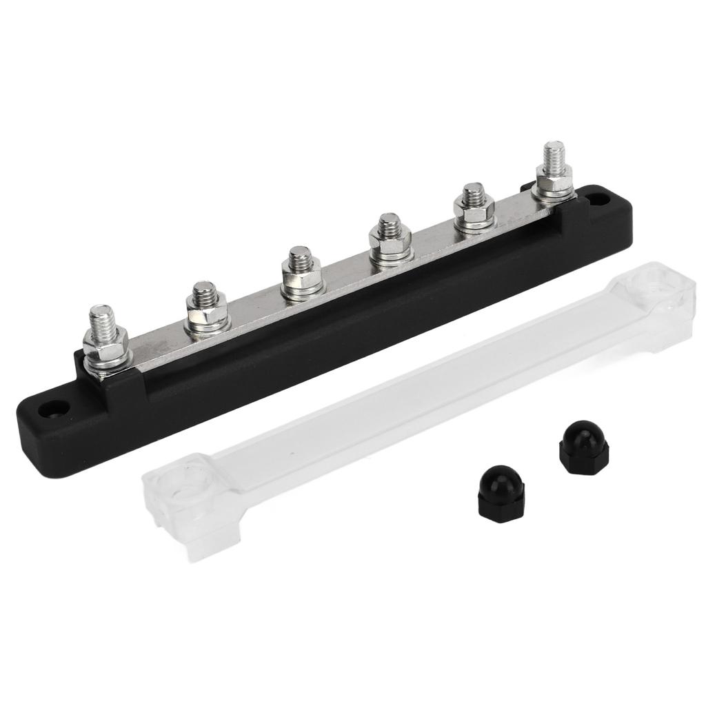 Power Distribution Block M6 Screw 6 Terminal Bus Bar DC 12V‑48V 150A for Automobile Boat Black