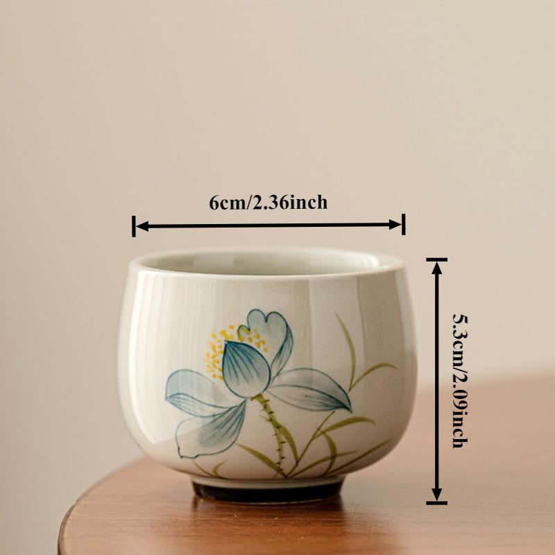 Расписанная вручную пиала для чая 'Лотус', пепел растения, мастер-чашки, керамическая чайная чаша, кружки, китайский набор для чаепития Кунг-фу Гунфу, бытовая посуда для напитков