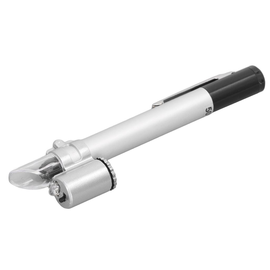 Pen Type Microscope 50X Clear Look Portable Pocket LED Magnifier with Scale for Laboratory Home Jewelry Shop
