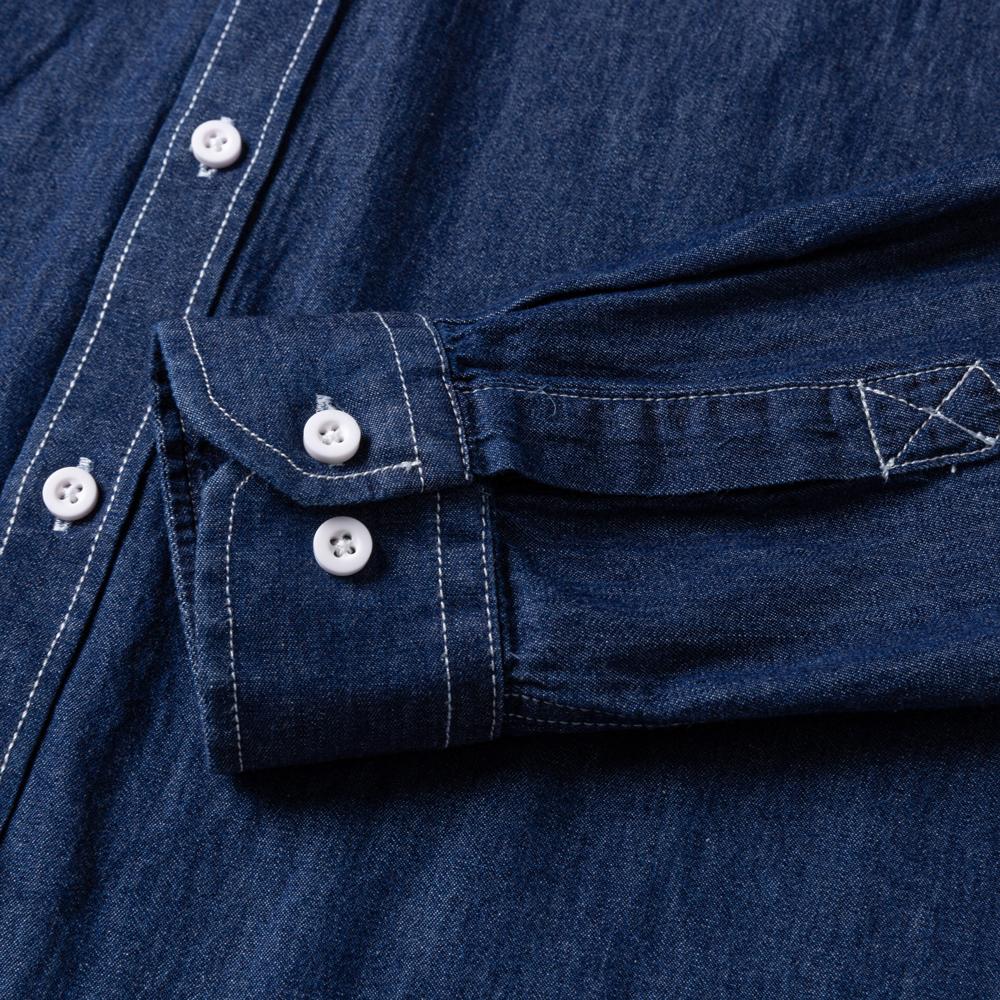 Мужская джинсовая рубашка с двумя карманами и длинными рукавами для отдыха, удобные удобные мягкие прочные джинсовые рубашки из 100% хлопка, повседневные рубашки