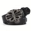 Bohemian Men'S Ladies Belt Vintage Denim Punk Skull Rivet Black Belt Men'S Belt