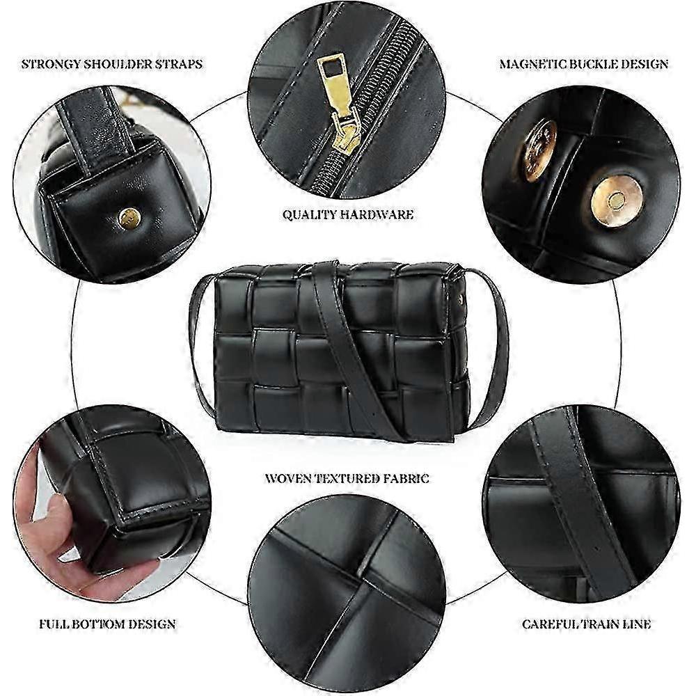 Women Shoulder Bag Purse Woven Crossbody Handbags Small Square Bags Designer Handbag Padded Cassette Clutch