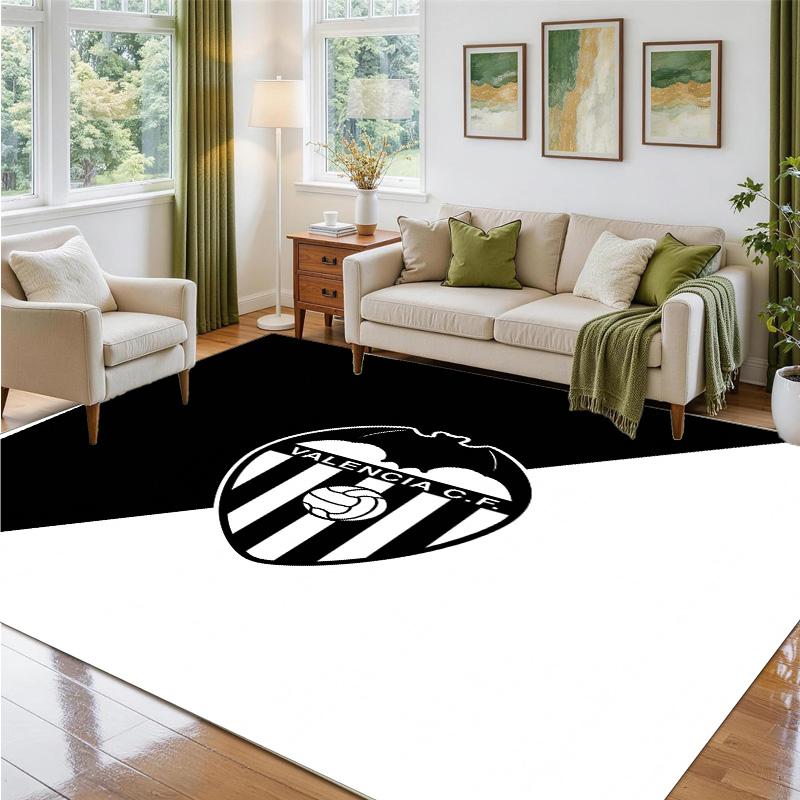 Valencia FC Design Crystal Velvet Rug Soft Decorative Mat for Bedroom Entrance