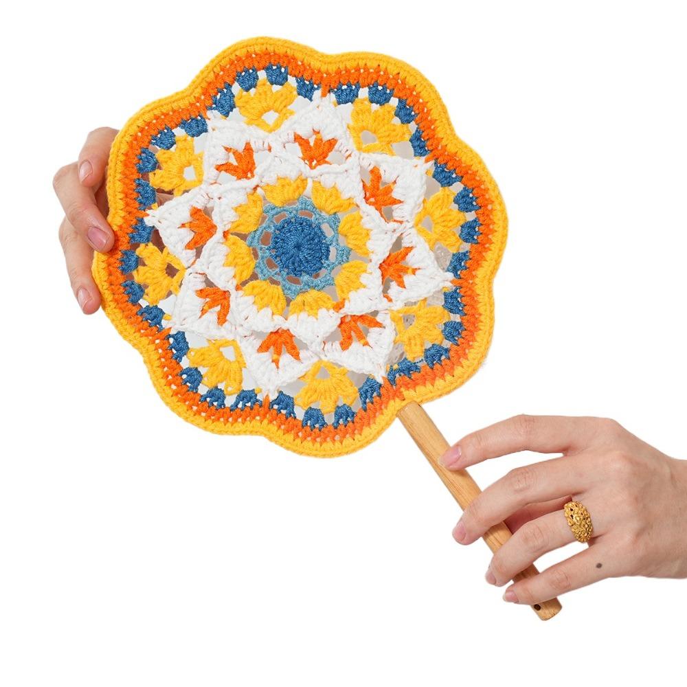 Yarn Crocheted Antique Style Fan Classical Weaving Fun Decorative Craft Fan Girlfriend