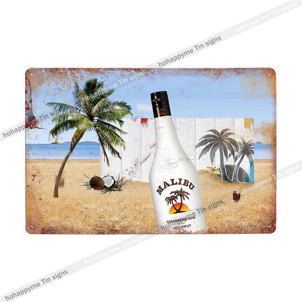 Малибу Жестяная Табличка Ром Металлическая Картина Табличка Для Бара Паба Клуба Кафе Наклейка На Стену Украшение Семейный Постер Тарелки 20x30см