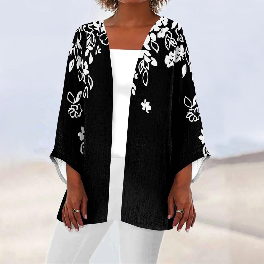 Women's Casual Fashion Printed Lightweight Mid-length Jacket Cardigan