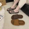 Пушистые тапочки на толстой подошве для женщин, для ношения осенью и зимой 2025 года, новая вельветовая теплая хлопковая швабра из шерсти ягненка универсальна