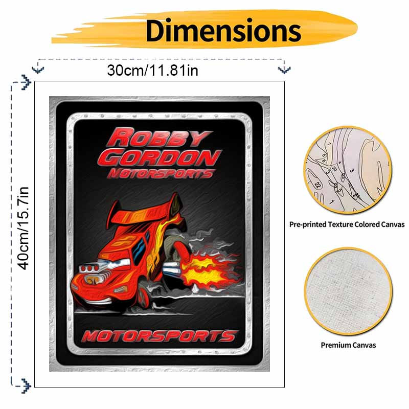 Disney Robby Gordon Motorsports Race Car Oil Paint by Numbers Painting Art Kit Handmade Painting Home Decor Gift