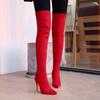 Stretch Black Red Thigh High Boots Sexy Elastic Slim Women's Over the Knee Boots Fashion Faux Suede High Heels Fetish Long Shoes