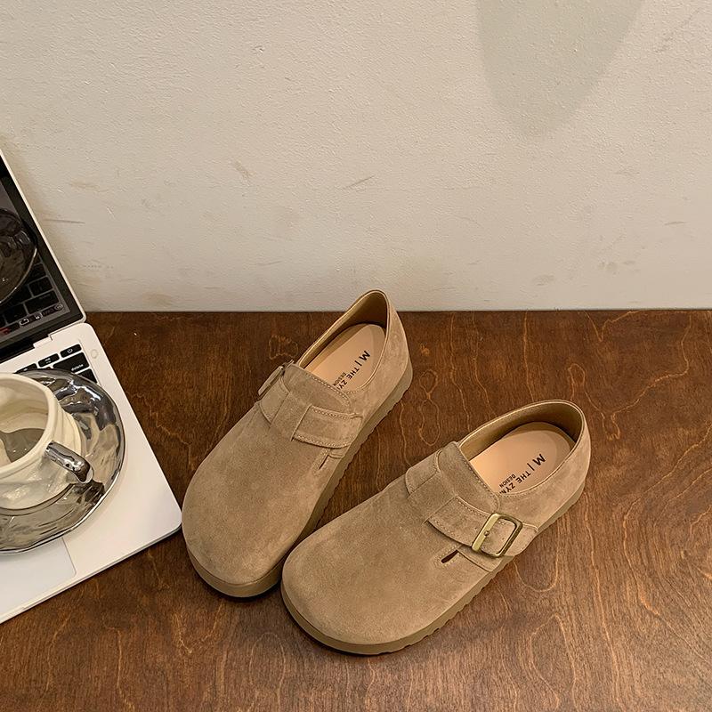 Platform-soled Boken shoes women's single shoes 2025 spring and autumn new retro soft-soled one-pedal lazy casual loafers Doudou shoes