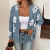 Women's New Autum And Winter Flower Pattern Button Front Cardigan Sweater Coat