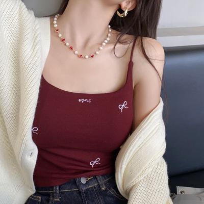 Модный облегающий топ-камезоль с бантом и нагрудными вкладышами для женщин, красивый базовый слой с открытой спиной, белый маленький топ-камезоль