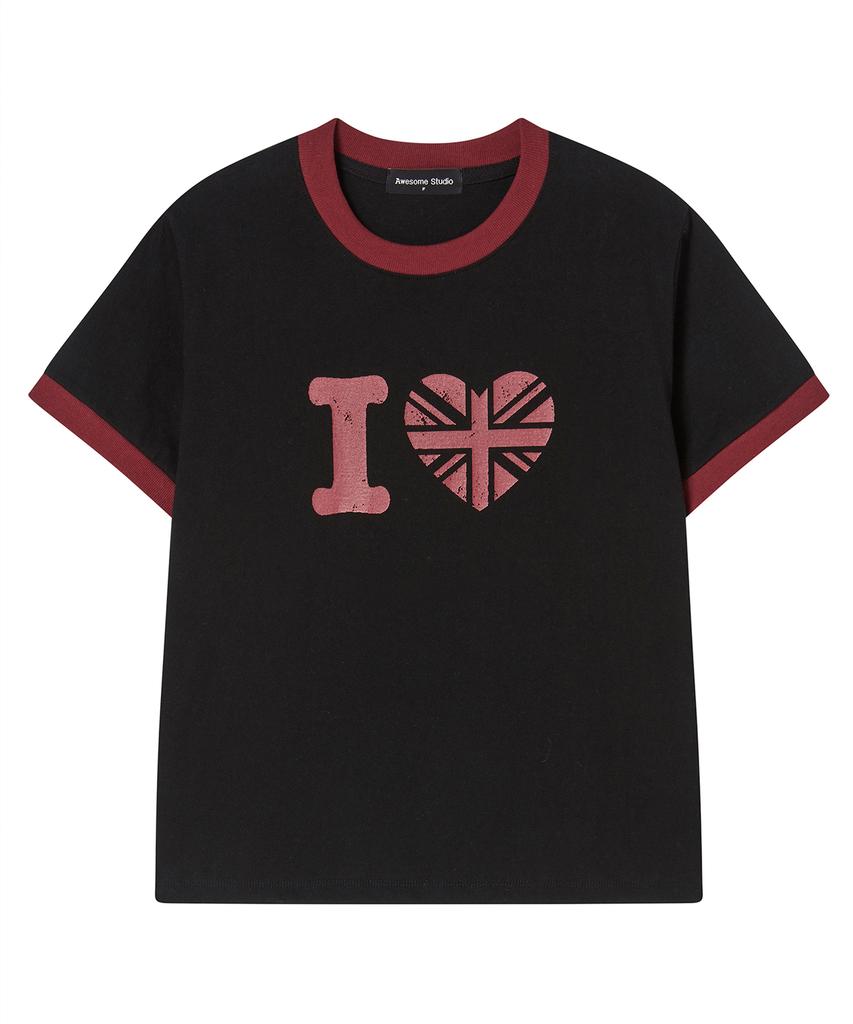 ПОТРЯСАЮЩАЯ СТУДИЯ Футболка с коротким рукавом AWESOME STUDIO Heart Ringer Color Block Черная