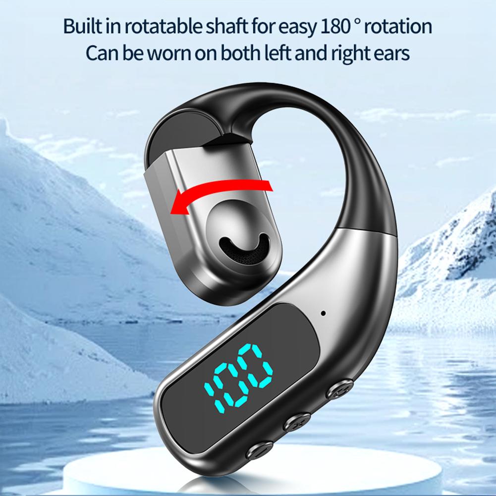 Rotatable Wireless Bluetooth Headphones With Digital Display Open-Ear Business Bone Conduction Clip-On Headphones