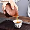 80ml Pure Handmade Engrave Yixing Raw Ore Purple Clay Gaiwan Raw Ore Mud Tea Tureen Tea Maker Lid Bowl Authentic Zisha Teaset