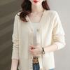 Женский вязаный кардиган среднего возраста, весна и осень, топ, вязаный свитер, кардиган, топ