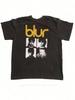 BLUR Футболка с принтом группы Blur в стиле винтажный панк-рок - Черная с желтой графикой, Классическая футболка для мужчин