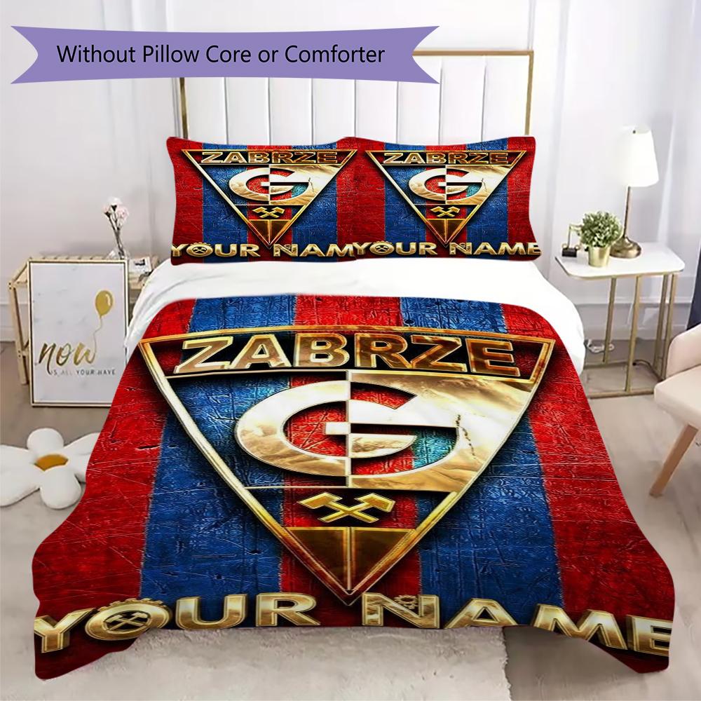 Custom Name Górnik Zabrze Pattern Bedding uilt Set uilt Cover Pillowcase Home Decoration Birthday Gift (1*duvet cover+2*pillowcase without core)