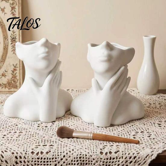 Talos 3D-печатная скульптура лица, подставка для ручек, эстетичная настольная организация, вместительная чашка-держатель для кистей для макияжа на стол, водонепроницаемое хранилище для портретов