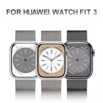 Металлический ремешок для Huawei Watch Fit 3 Band с защитным чехлом из ТПУ, мягкая пленка с миланским магнитным ремешком для часов Fit 3 Bracelet