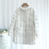FASHION белая куртка на утином пуху женская средней длины зимняя новая свободная легкая резиновая воротник-стойка модная повседневная куртка