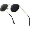 Fashionable Metal Frame Hexagonal Coloured Lens Sunglasses Women's Daily Street Wear Accessories Polarised Square UV Protection