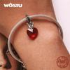 WOSTU Стерлингового Серебра 925 пробы, модная волшебная Корона, красное сердце, подвеска из бисера для женщин, подходит для оригинального браслета «сделай сам», ожерелье, ювелирные изделия