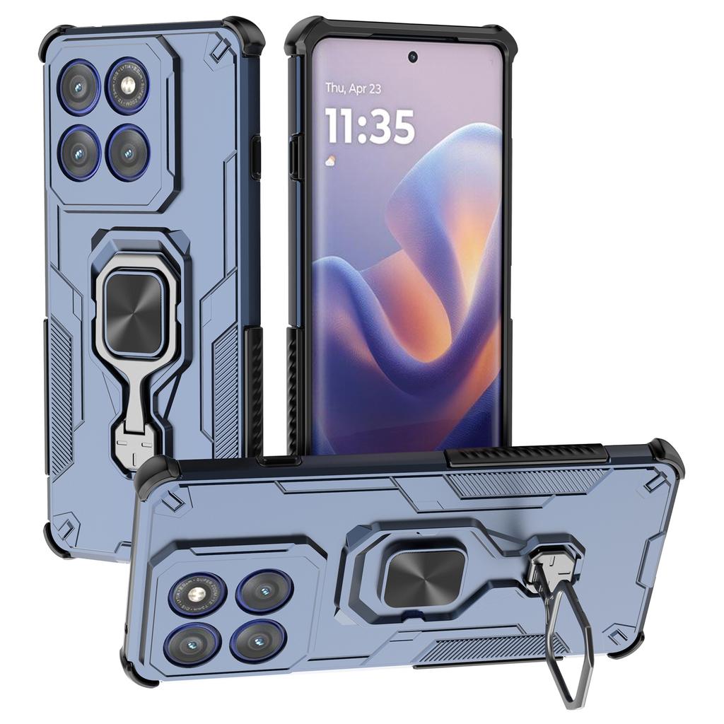 For Motorola Edge 60 Pro 5G Case Rotatable Ring Kickstand PC+TPU Shockproof Phone Cover