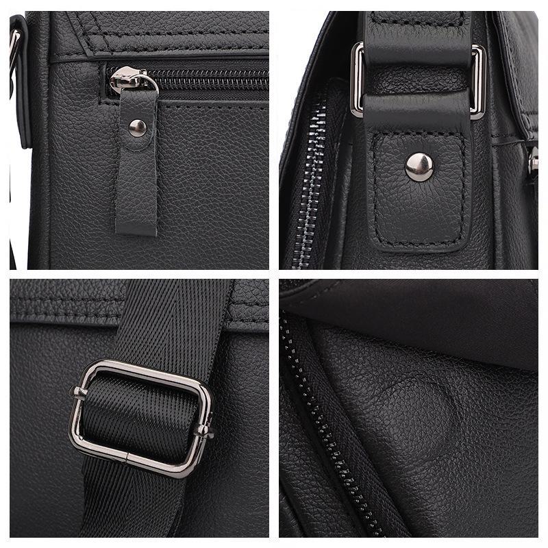 Мужская черная кожаная сумка через плечо в корейском стиле Jiameida — повседневный и простой дизайн