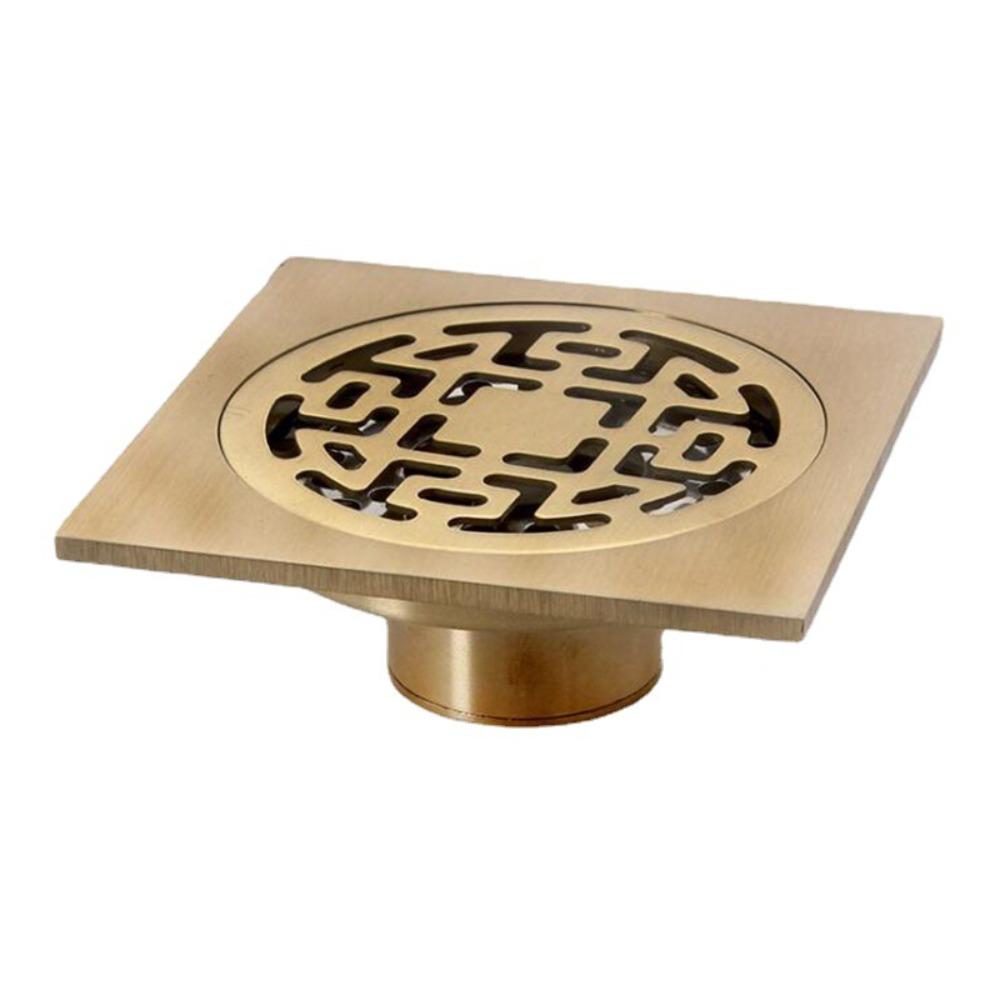 Anti-odor Square Shower Drain Brass Bathroom Drainage Convenient Floor Hair Catcher Laundry Floor